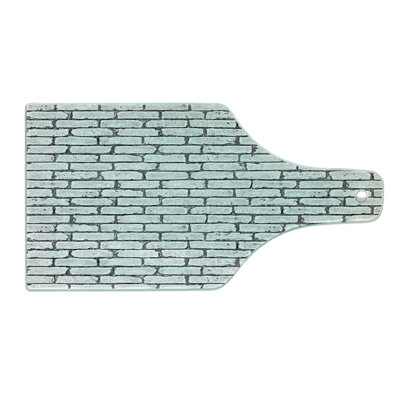 Ambesonne Grey and White Tempered Glass Cutting Board Retro Brick Wall Grey