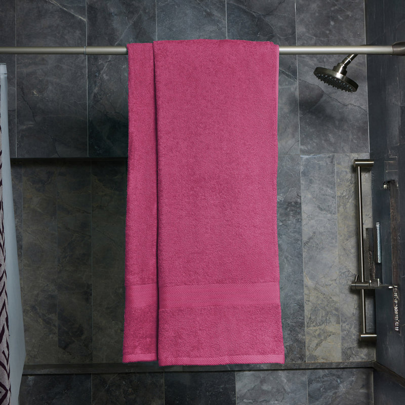 Deluxe 2-piece 100% Cotton Bath Shee In Magenta, Magenta
