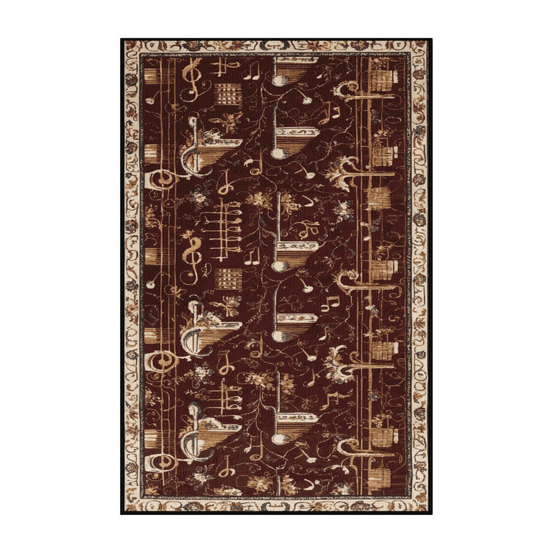 Washable Choral and Symphony Themes Music Area Rug, Rectangle 7' x 9'