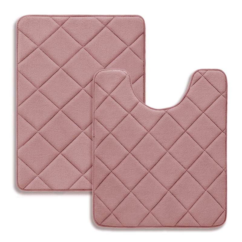 Tapis de bain avec mousse à mémoire de forme antidérapante (ensemble de 2), Rose