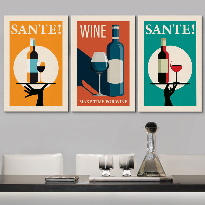 Déco chic à la mode, affiches de vin santé, boissons, cocktails, vin, art moderne, décoration, Toile tendue