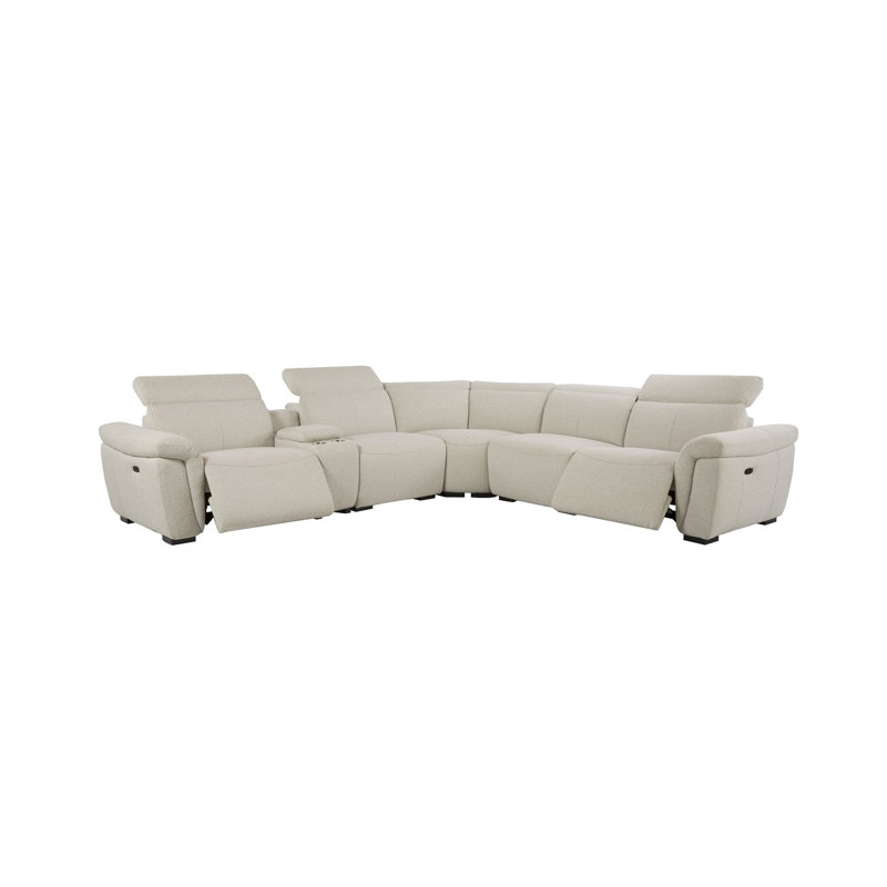 Canapé modulaire inclinable électrique pour 5 personnes Dayana Beige Boucle