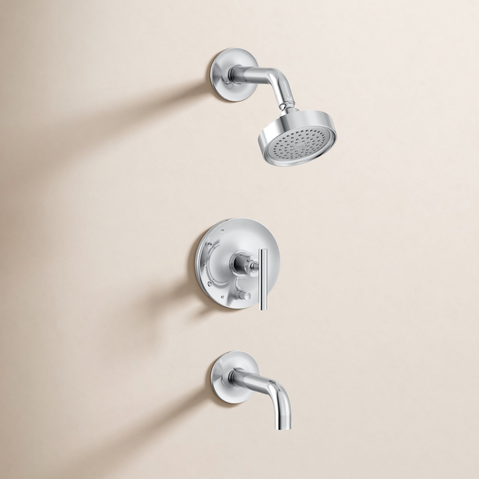 Purist Rite-Temp Pressure-Balancing Bath and Shower Faucet Trim with Push-Button Diverter, 7-3/4" Spout and Lever Handle, Valve Not Included