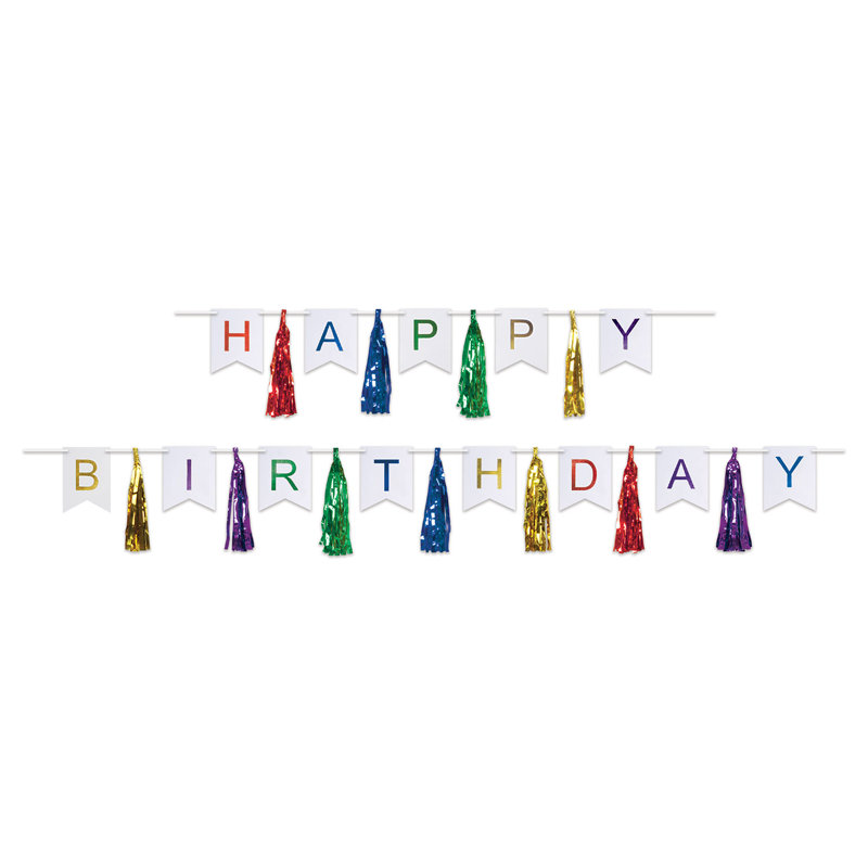 Happy Birthday Tassel Streamer, Gold