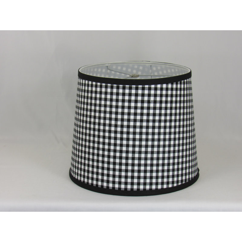 Abat-jour tambour en coton noir et blanc Buffle, H 11 po x l 14 po x P 14 po