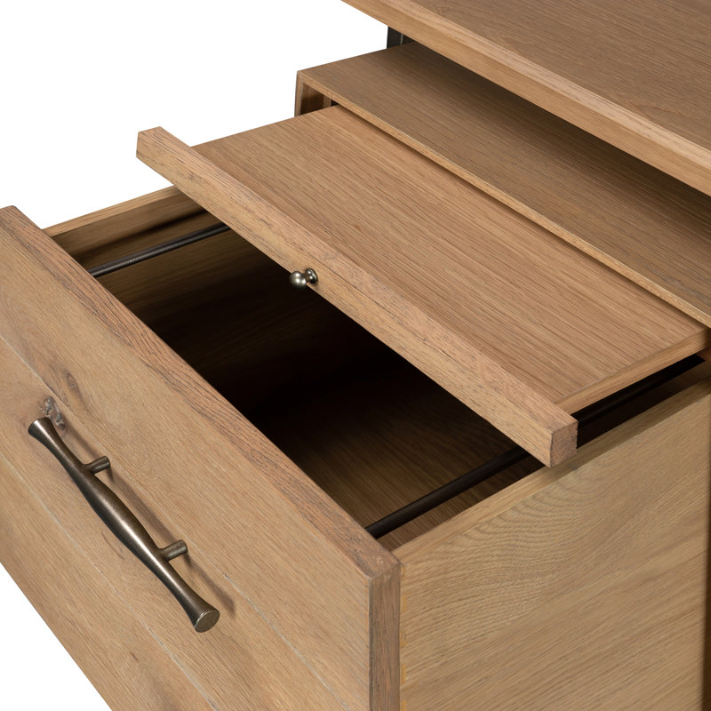 Lauren Modern Brown Solid Oak Writing Desk with Filing Storage