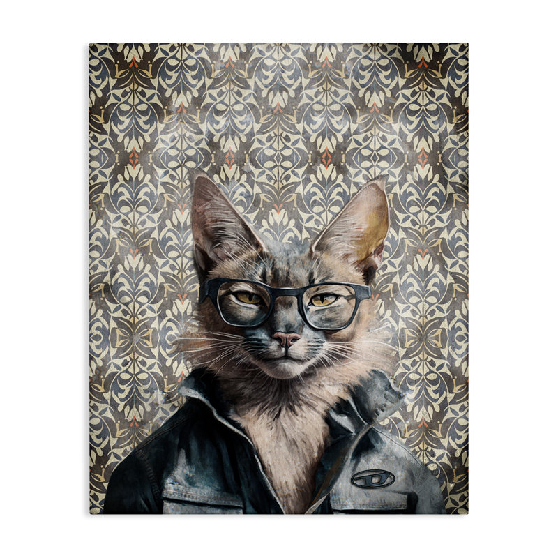  Art sur toile, "Chat sauvage sur damas" par Svetlana Aleynikova, H 20 po x l 16 po