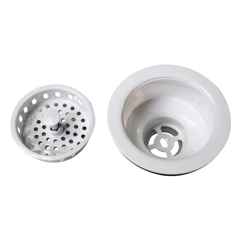 Solid Brass Push-Pull Style Kitchen Sink Drain Basket Strainer - 2-Pack, Powder Coat White