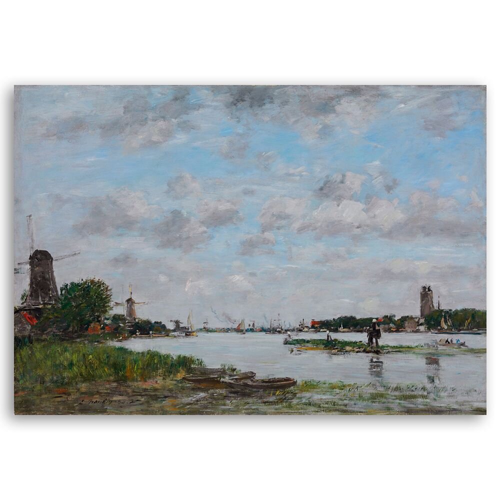 Gerahmtes Leinwandbild La Meuse À Dordrecht von Eugène Boudin