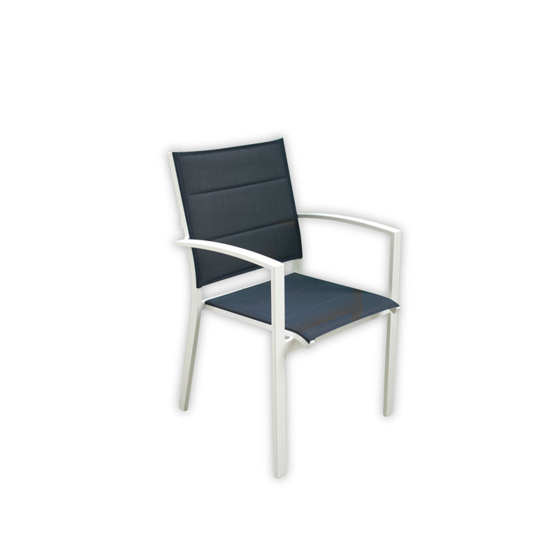 Chaise de patio empilable Patrica, Blanc / Bleu