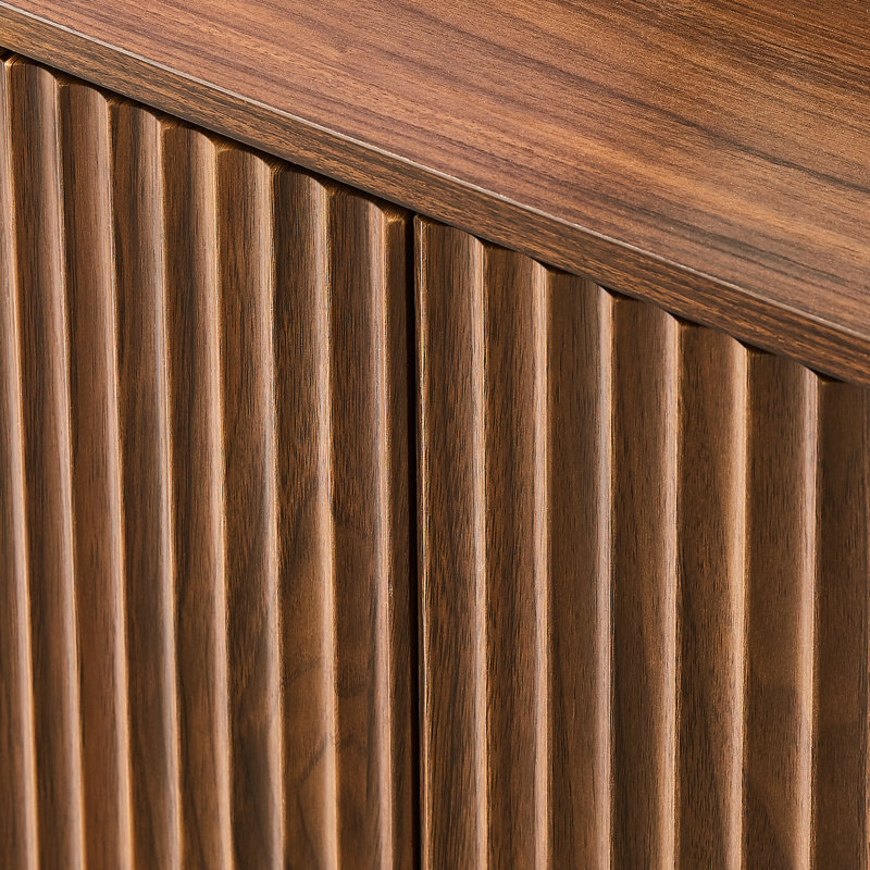 Buffet en forme de vague - Armoire en MDF rétro moderne avec poignées en métal, Noyer