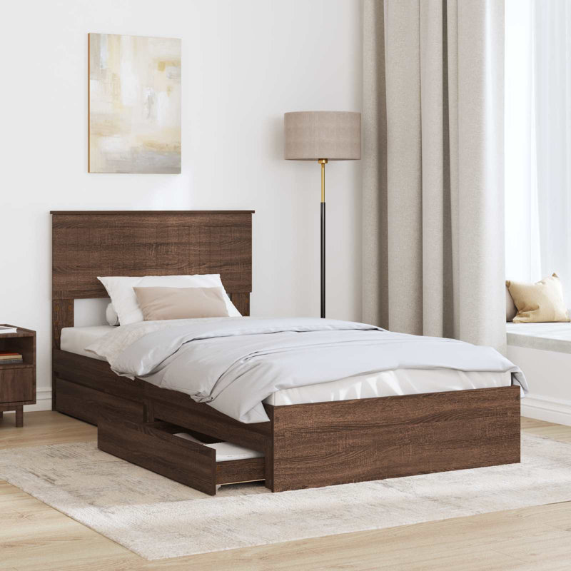Bed, Brown Oak, Small Single (2'6)