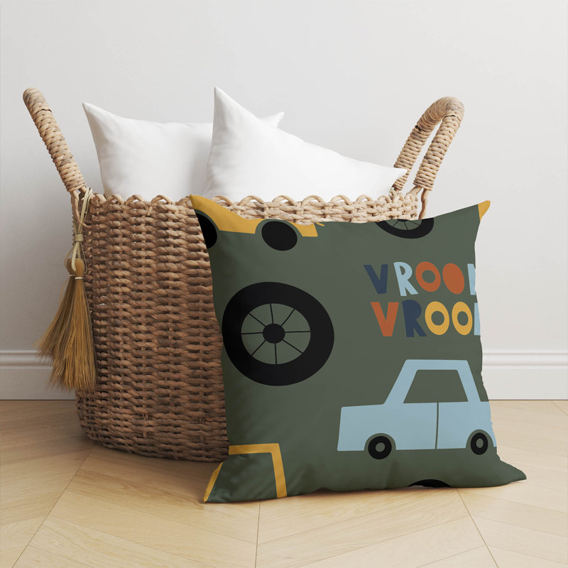 Coussin Vroom, H 20 po x l 20 po, Chimichurri / vert / or / orange