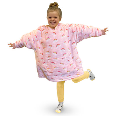 Ingraham Velosso Kids Snug Oversize Fun Print Hoodie Blanket Thermal Cosy with Pocket