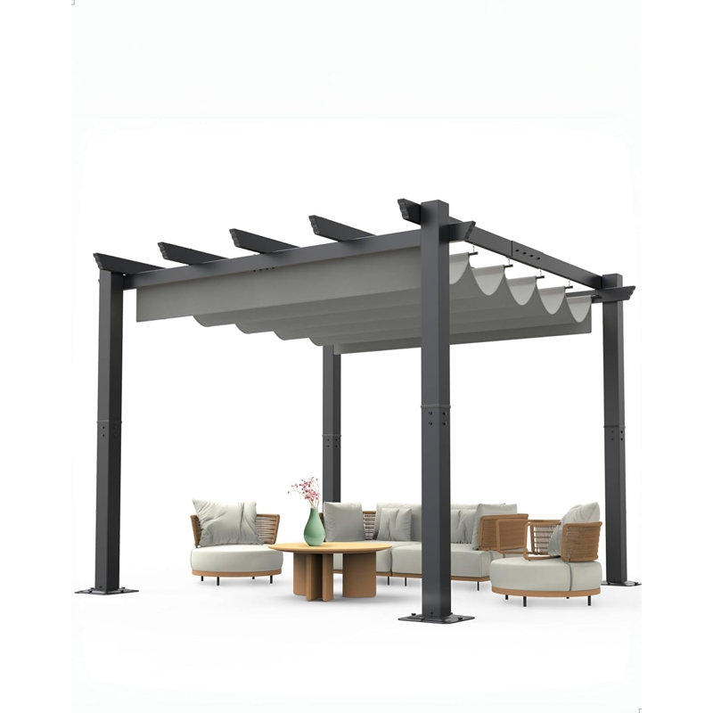 Aluminum Pergola with Canopy, Gray