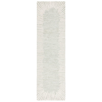 Marjetka Tufted Wool/Cotton Performance Abstract Rug in Sage/Ivory