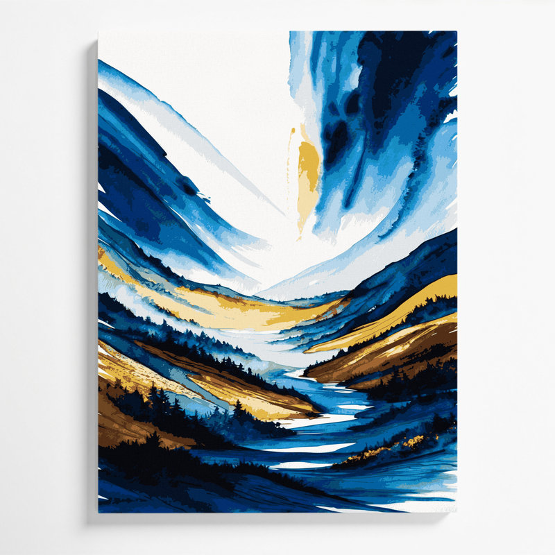 «Watercolor Landscape 3», art mural sur toile grise, H 24 po x l 36 po