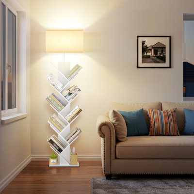 Bookcases With Led Light And Remote Control, 9-Tier Column Floor Lamp