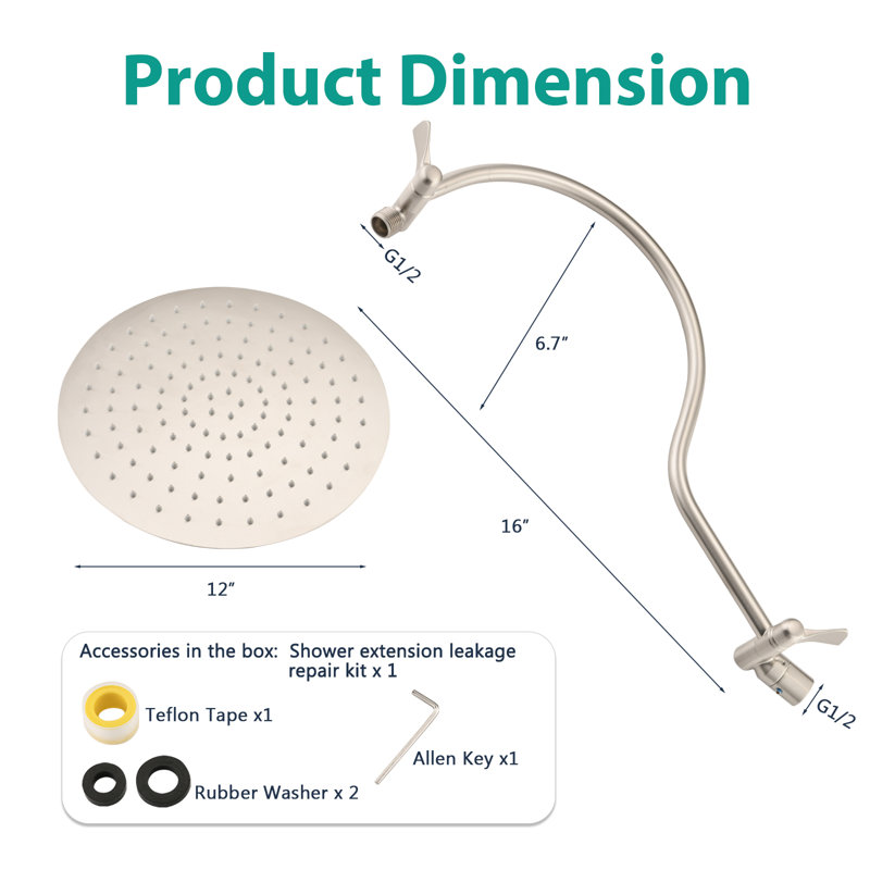 Rain Adjustable Shower Head 1.8 GPM GPM, Brushed Nickel