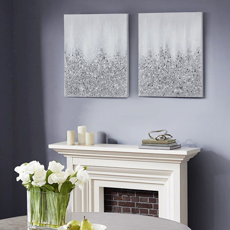 Ensemble d'art mural sur toile 2 pièces, Argent argent