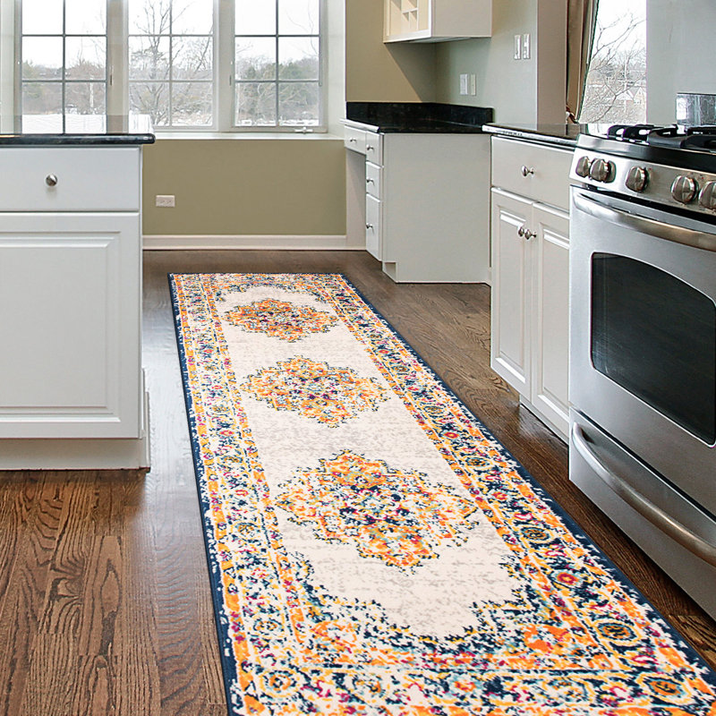 Azulejos Oriental Indoor Rug, Runner 2' x 7'