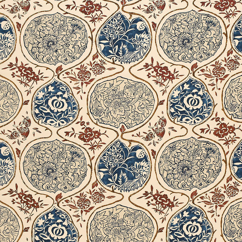 Tissu Katsugi, Indigo / rouge cinabre