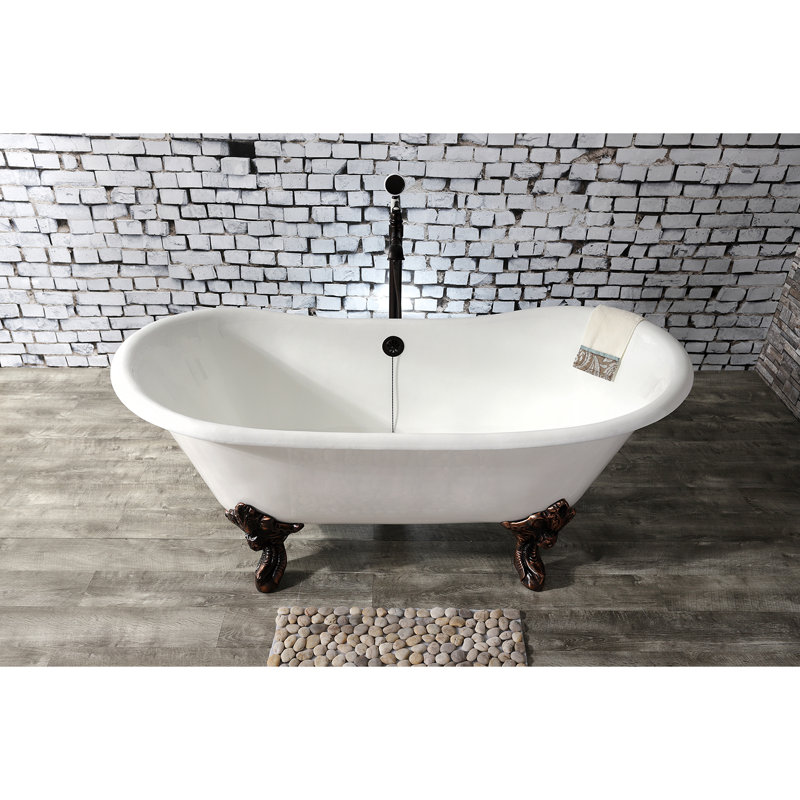 Baignoire sur pattes ovale en fonte à double pattes 67 pouces Kingston Eden Aqua Eden, Bronze frotté à l'huile