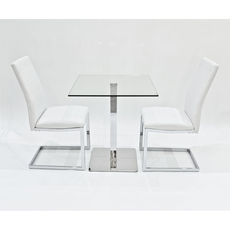 Derose 2 -Person Glass Dining Set, White