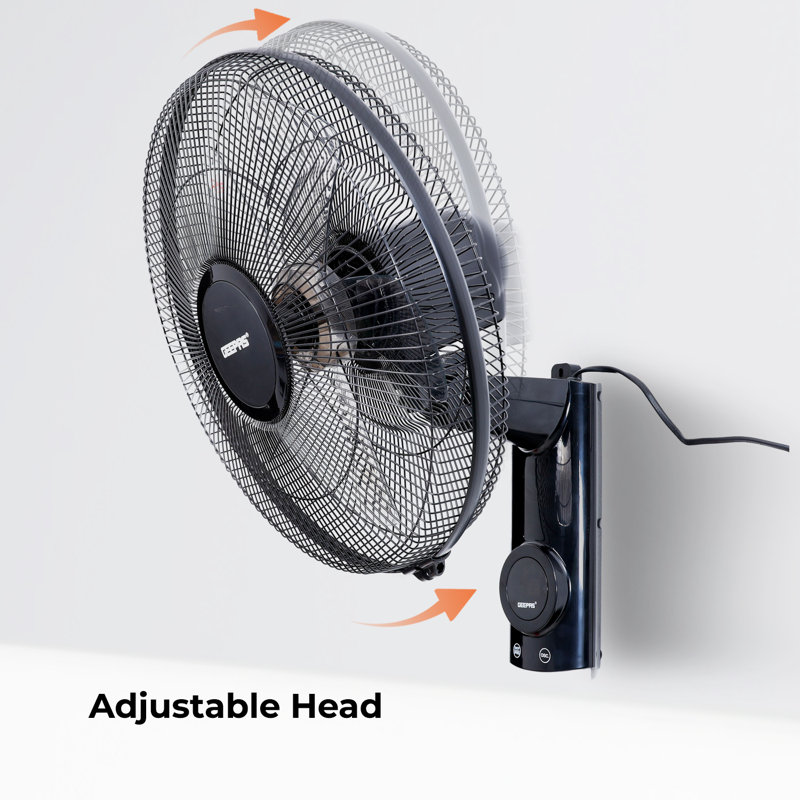 Geepas 16-inch Wall Mounted Fan With Remote Control, 60w Electric Cooling Fan For Home Or Office Use
