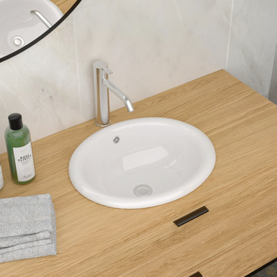 Semi-Recessed Ceramic Bathroom Sink