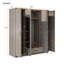Commode grise, armoire avec tablettes