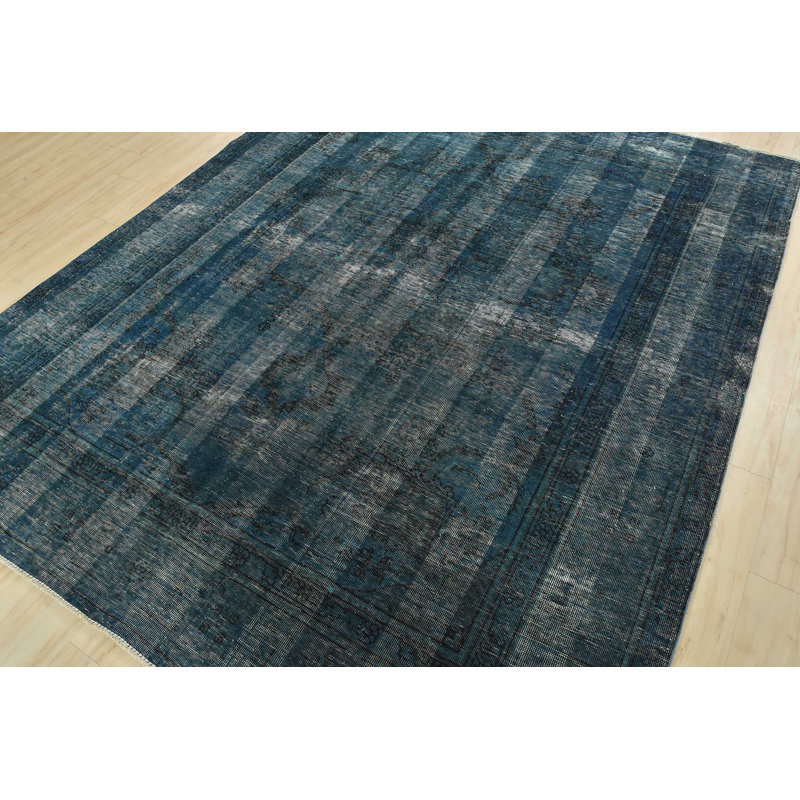 Tapis bleu nouvel âge en laine 7 pi 9 po x 9 pi 2 po Montavian