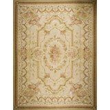 Vintage Large Aubusson Chinese Medallion Knotted Rug