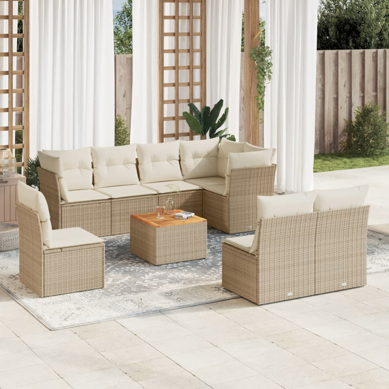 Ensemble de canapé de jardin Vidaxl, Beige, Blanc