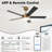 Vaczon 48" Modern Smart Dimmable Ceiling Fan with 3CCT LED Lights, 6-Speed Reversible DC Motor, Timer, Remote and App Control-2031037055