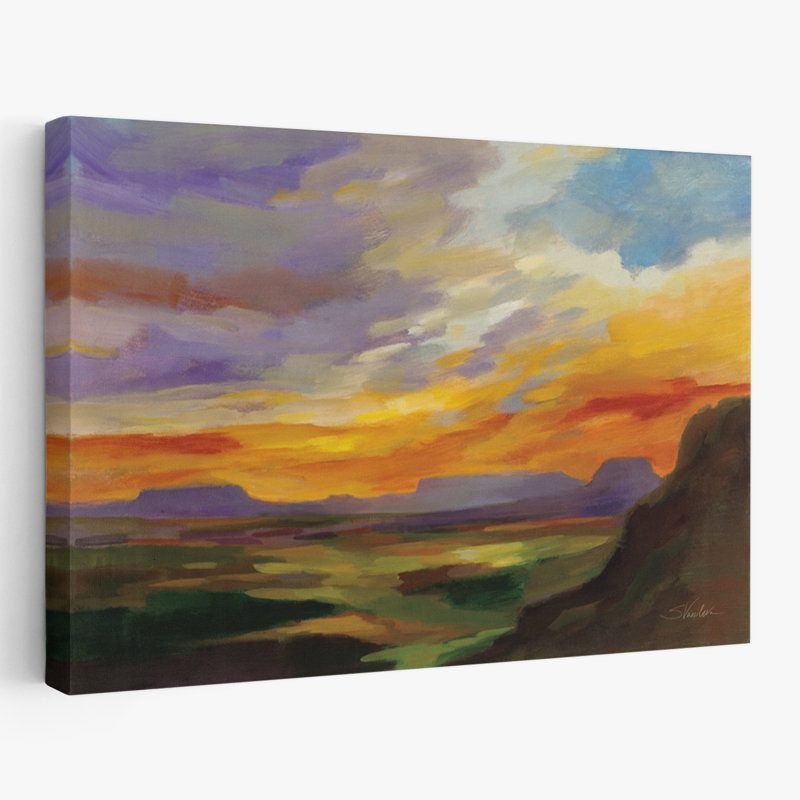 Coucher de soleil de Sonora - désert abstrait bleu-brun, H 60 po x l 40 po