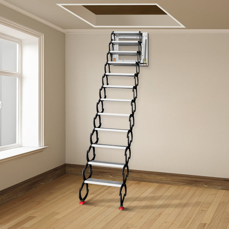 12 - Step Aluminum Folding Extension Ladder, Black