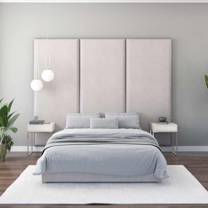 Nayali 90cm x 210cm Upholstered Wall Paneling, Silver