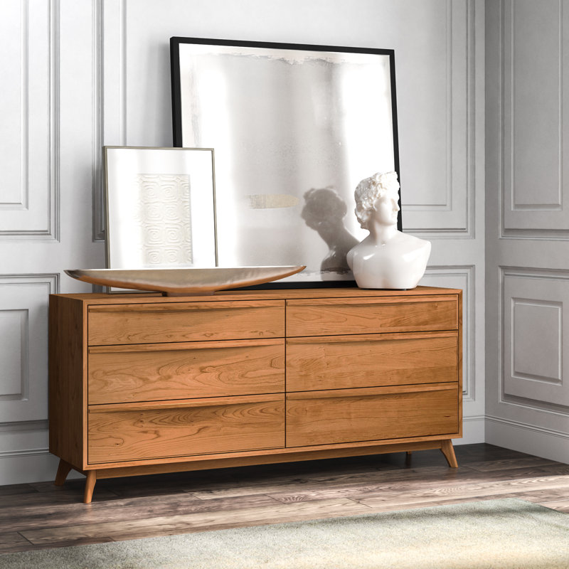 Catalina 6 - Drawer Solid Wood Dresser, Natural Cherry