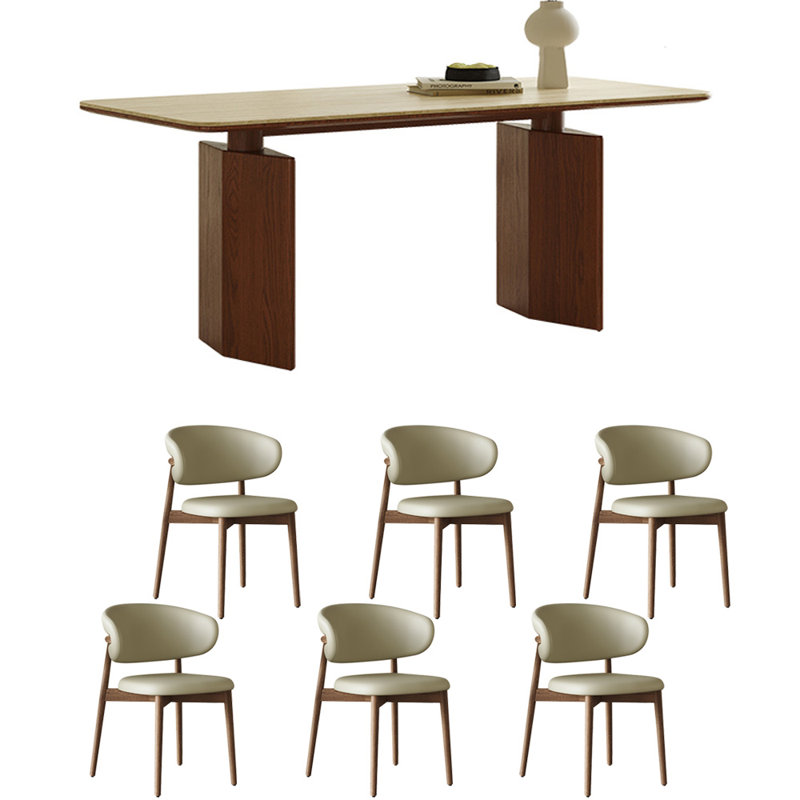 Ensemble de table de salle à manger rétro Vintage, H 29,53 po x L 55,12 po x l 31,5 po, 7, Brun