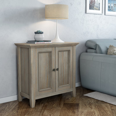 Manervia 32"W Solid Wood Low Storage Cabinet With Adjustable Shelves