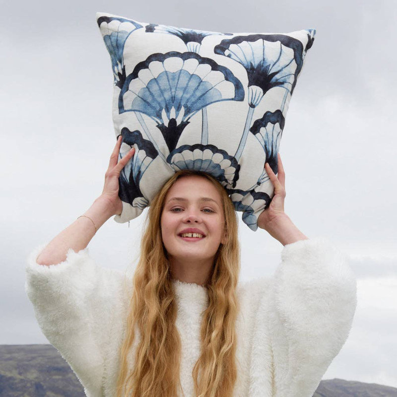 Coussin Pampas, Baryton Bleu Abstrait