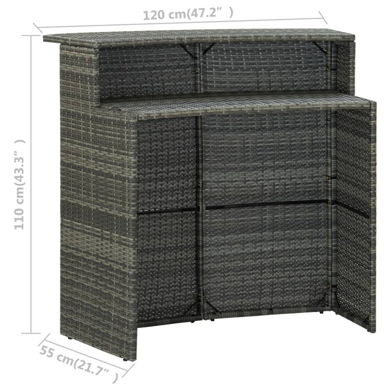 Evaleen Rattan Bar Table, Grey