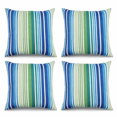 Ensemble de 4 coussins décoratifs d'extérieur / intérieur avec inserts avec fermeture à glissière en coton 18 x 18 pouces 4 pièces Coussin décoratif multicolore imperméable, résistant à la décoloration et à fermeture à glissière