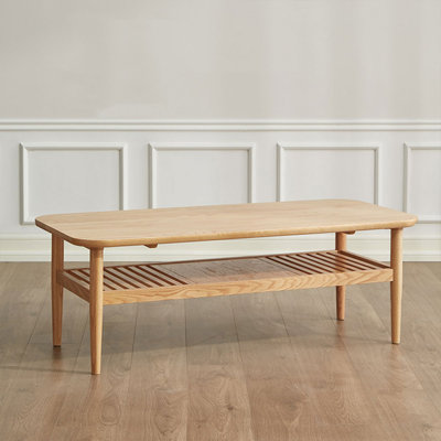 Burlywood Solid Wood Rectangular Coffee Table