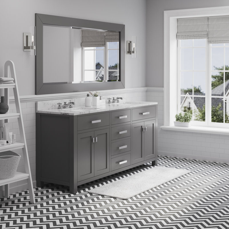 Ensemble de meuble-lavabo double 72 po Minnetrista, Gris, Chrome