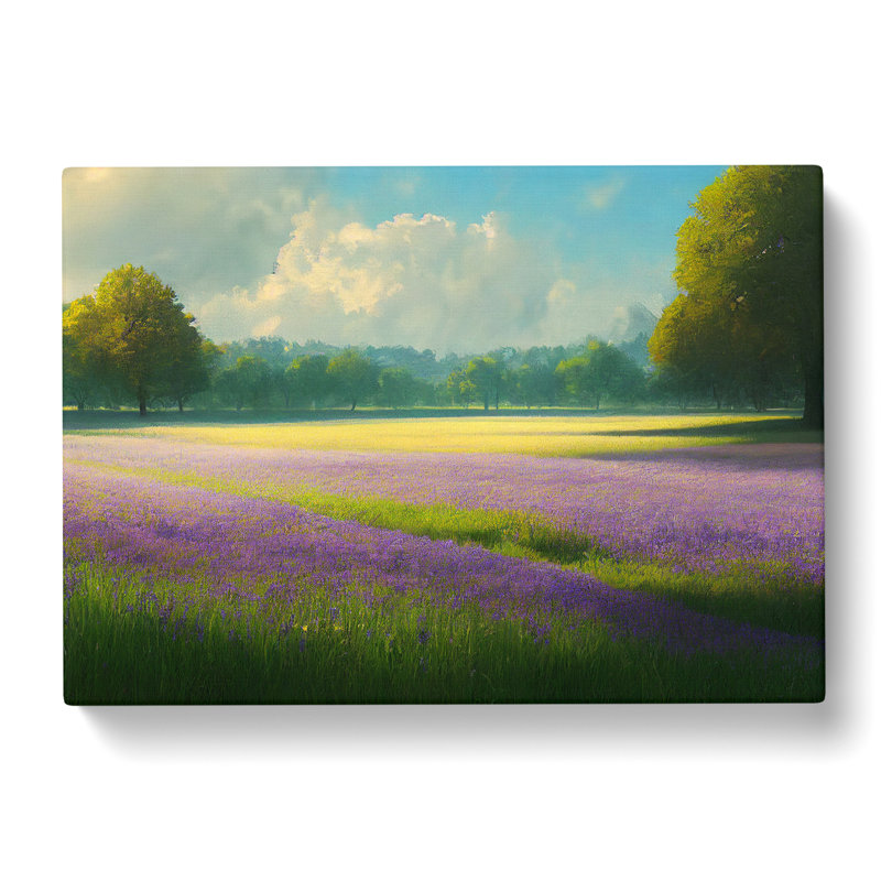 Enigmatic Bluebell Field - Wrapped Canvas Painting, 35cm H x 50cm W x 3cm D