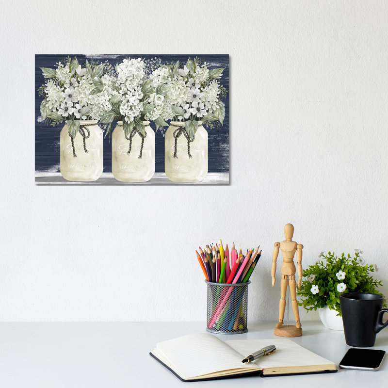 Trio de fleurs blanches - Giclée sur toile tendue avec châssis