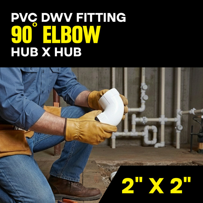 2 po. Coude 90 degrés, coude 90 degrés en PVC blanc, drain Hub x Hub, raccord de plomberie d'évacuation et d'évacuation, (paquet de 50)