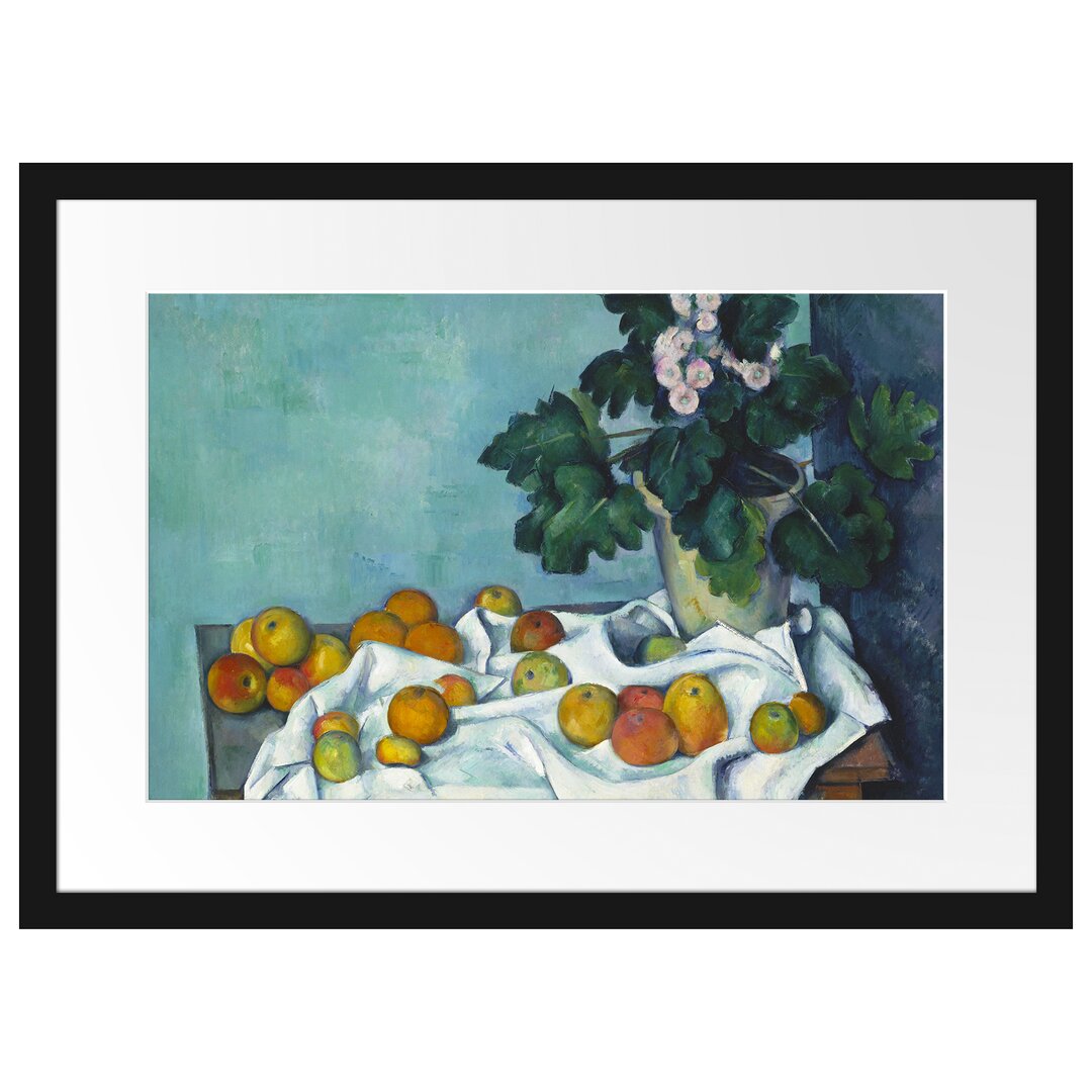 Gerahmter Kunstdruck Still Life with Apples and a Pot von Paul Cezanne